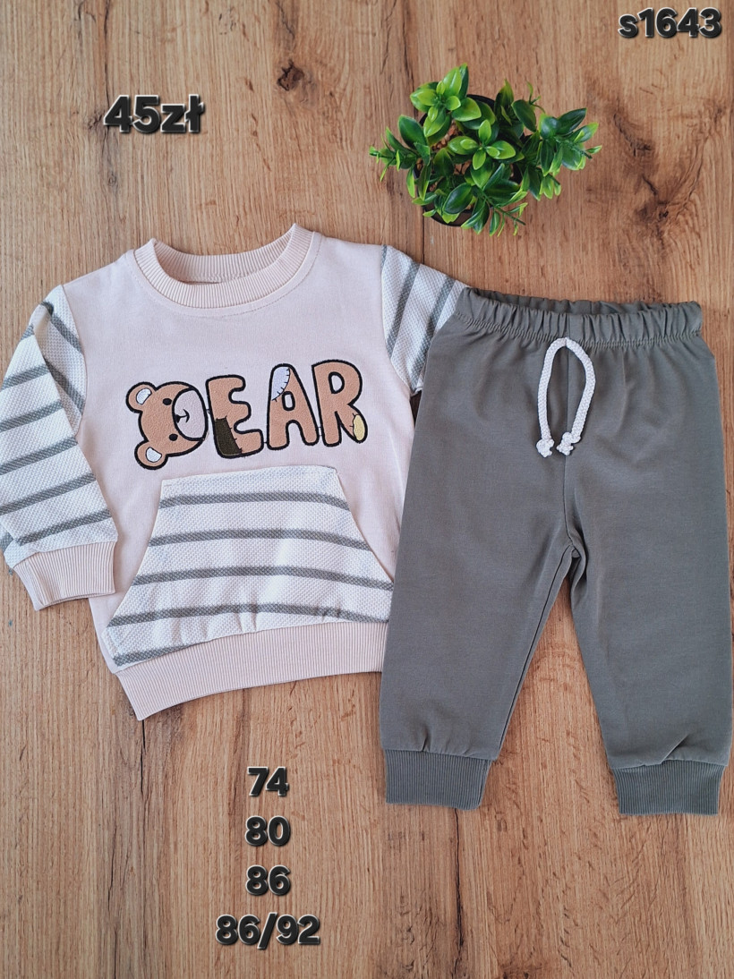 Komplet niemowlęcy bear beżowo oliwkowy