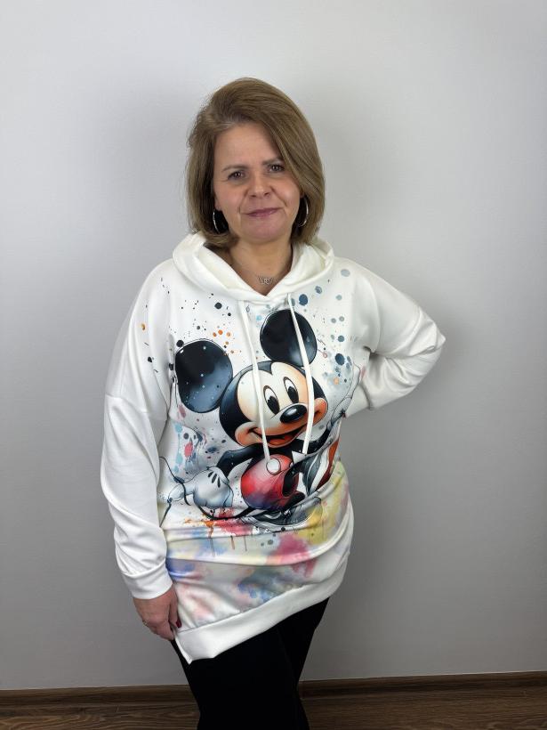 Bluza długa z kapturem - masełko - funny - 34 - śmietankowa