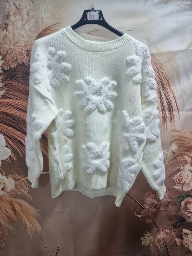 Camisola flores com perolas- selmo 287