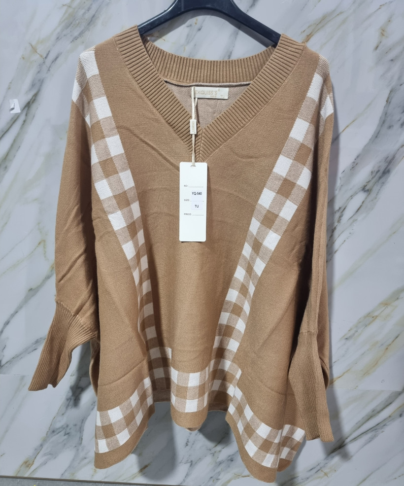 Camisolão quadrados camel - Selmo 288