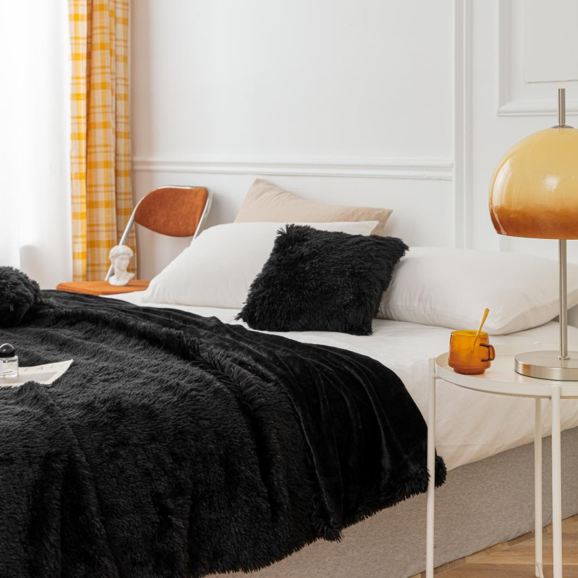 Narzuta włochacz 160x200 czarny