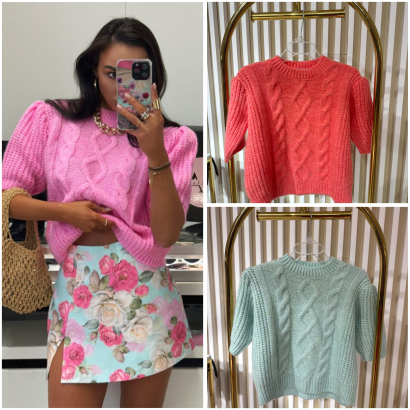 LA MILLA SWETEREK KRÓTKI WZÓR KOLORY