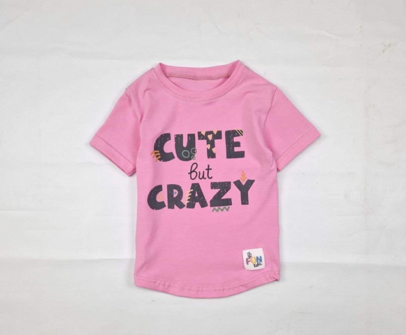 T-shirt CUTE BUT CRAZY różowy- FUN KIDS