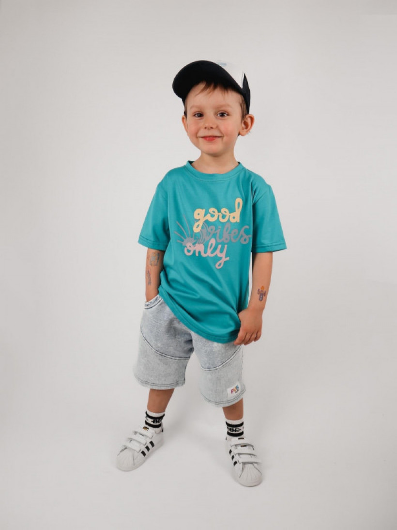 T-shirt GOOD VIBES ONLY  morski- FUN KIDS