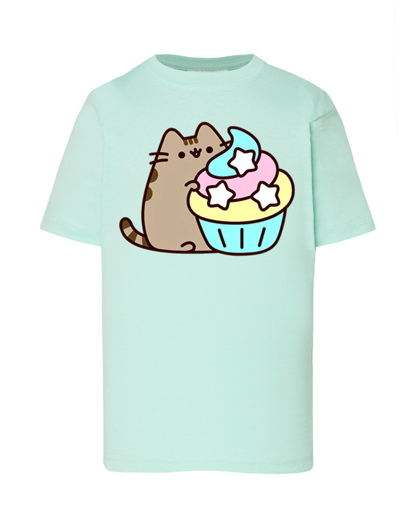 ZA T-shirt MIĘTA - Pusheen z babeczką