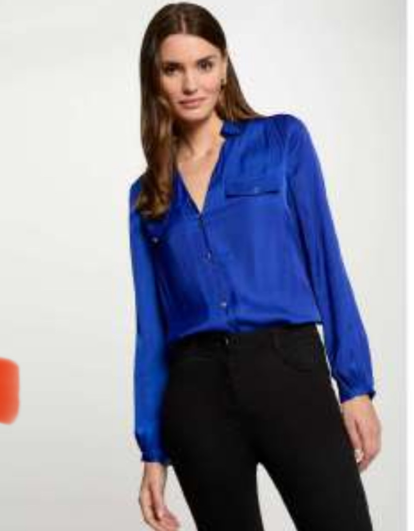 Blusa índigo com decote em v