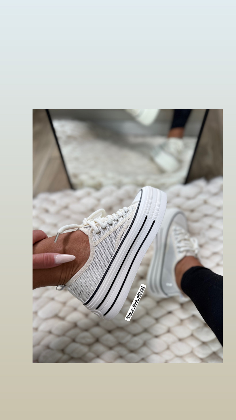 Trampki perełki białe buty