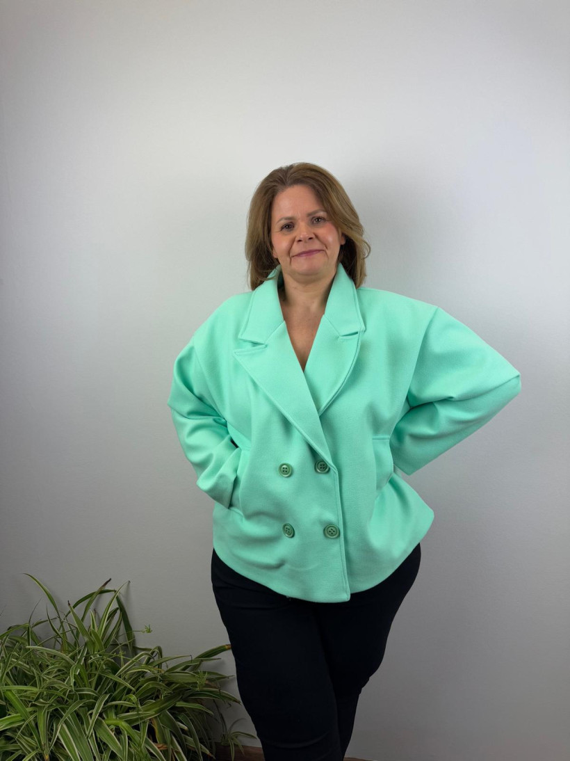 Kurtka (płaszcz) do pasa dwurzędowe zapięcie na guzik - wł. - 5670 - mięta