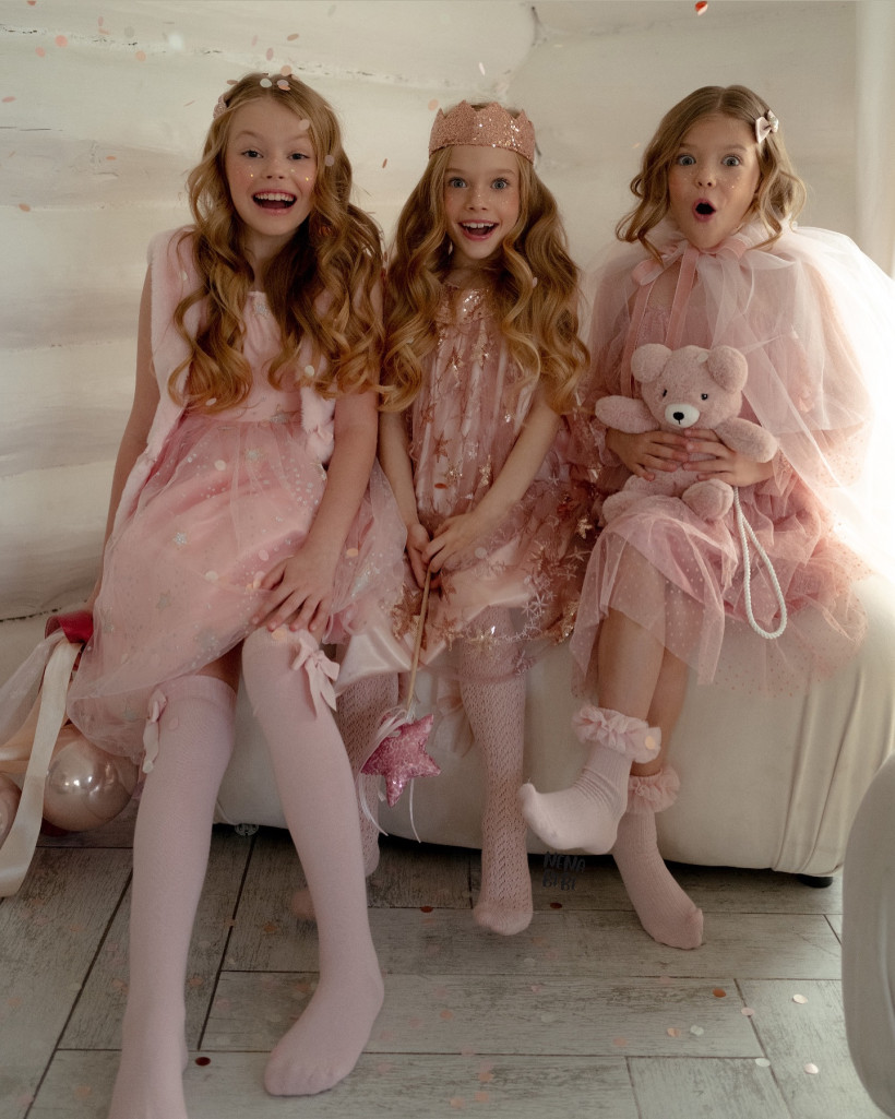 Rajstopki ażur RÓŻ Nena Bebe gładkie