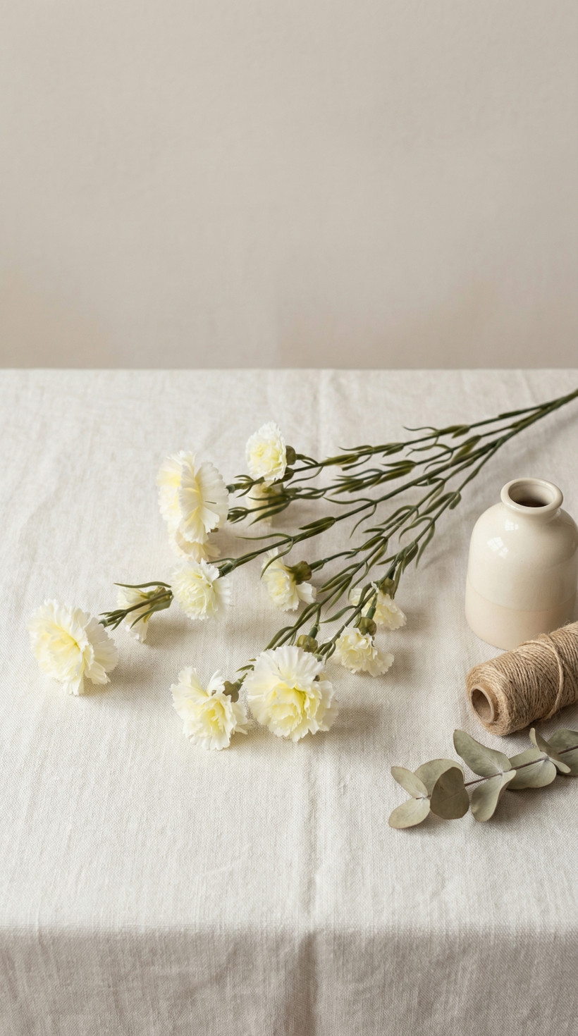 Goździk bukiet 63cm kremowy L240102