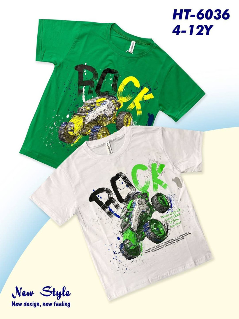 Koszulka Chłopięca Auto Biała HT-6036