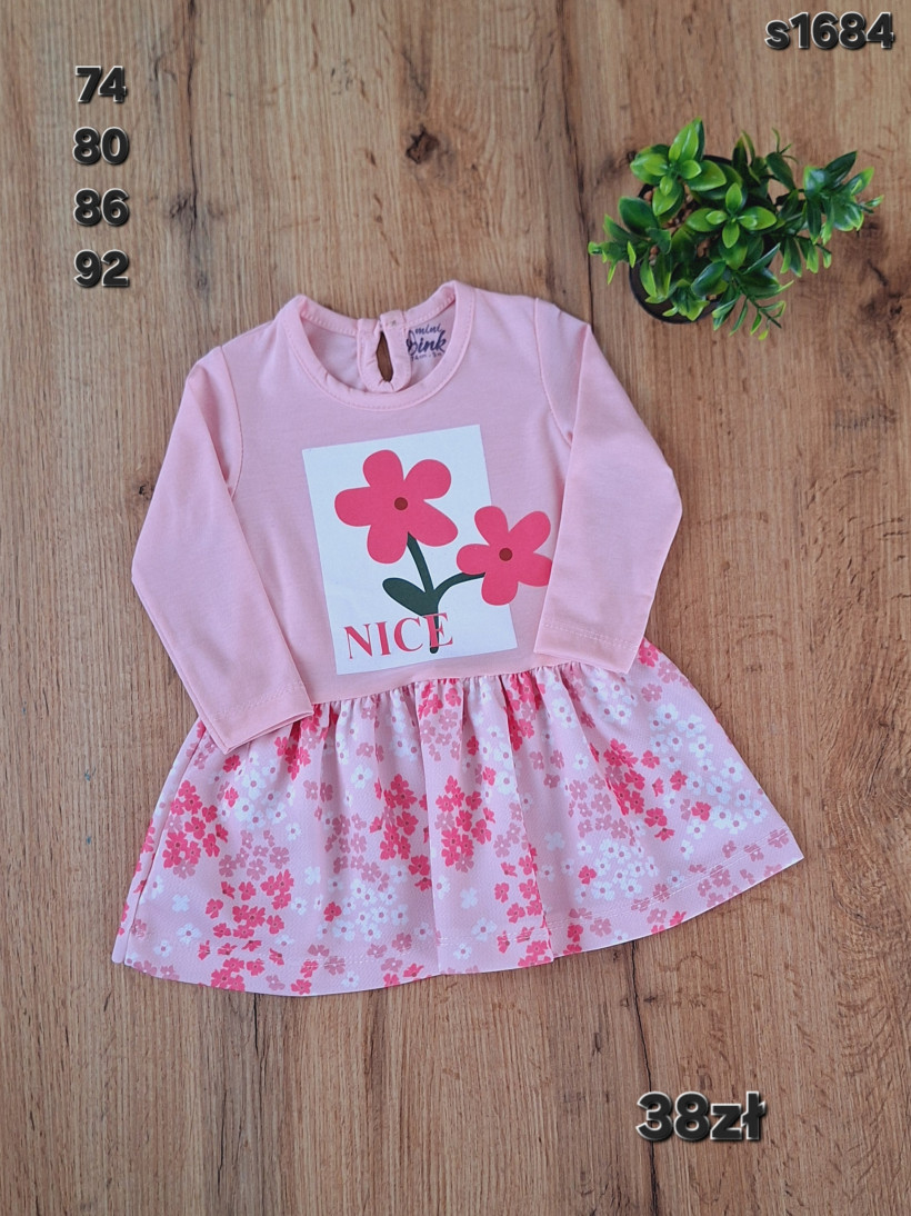 Sukienka różowa w kwiaty nice Pink