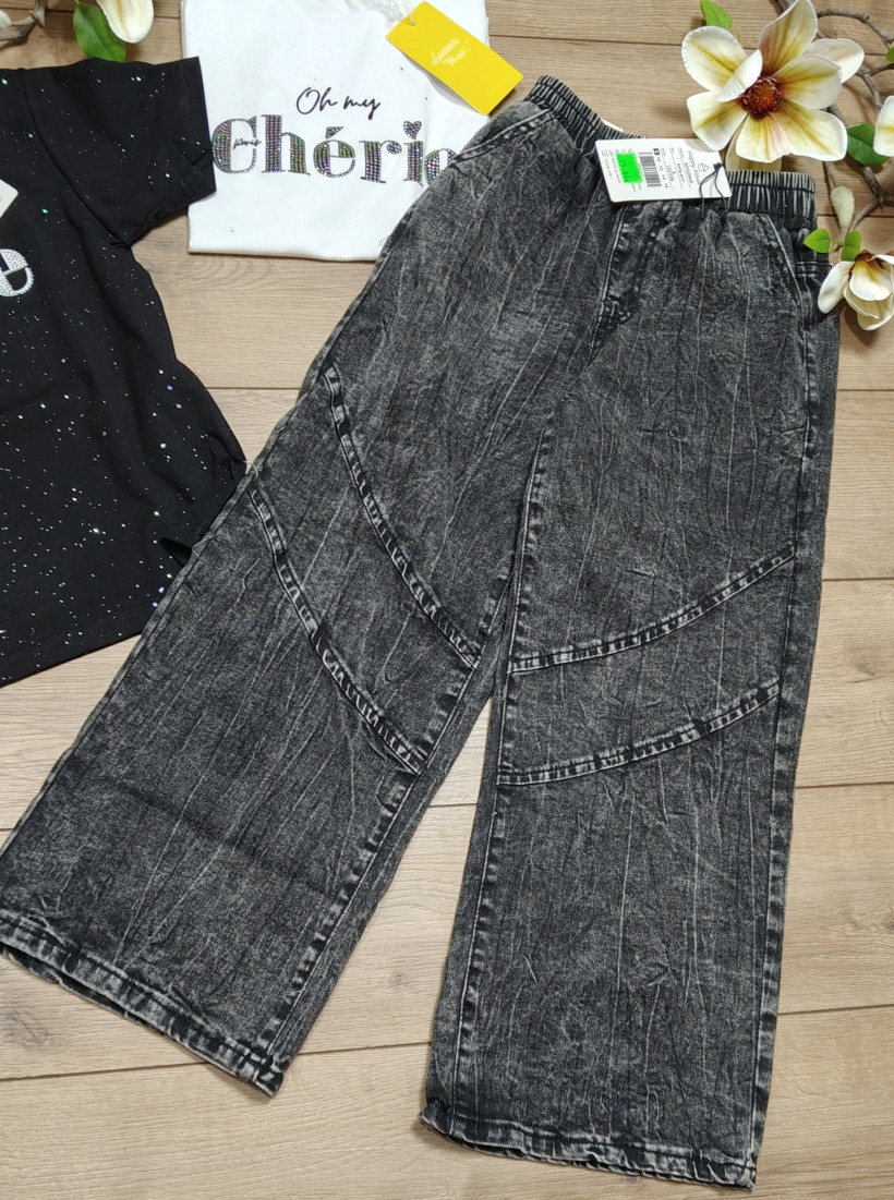 Genialne spodnie Dziewczęce czarne jeansy- PPS- 817