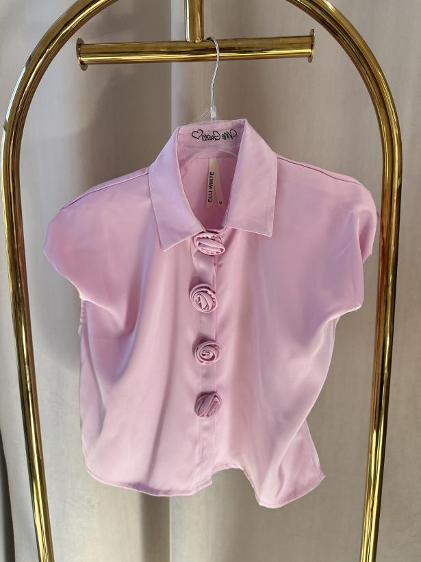 ELLI BLUZKA SATYNA RÓŻE ROŻOWA