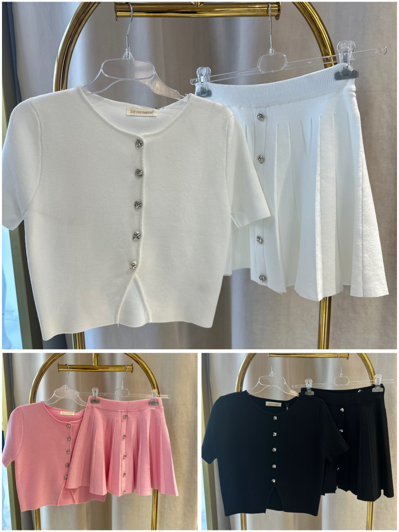 JLF KOMPLET DZIANINOWY BLUZKA+SPÓNICZKA GUZIKI