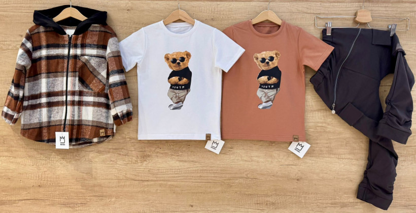 Bluzka beż Miś z telefonem MIMI