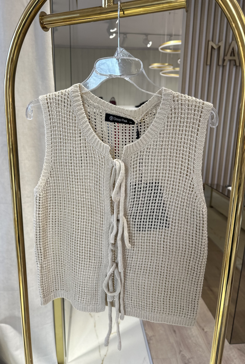 DP KAMIZELKA WIĄZANA BEŻOWA