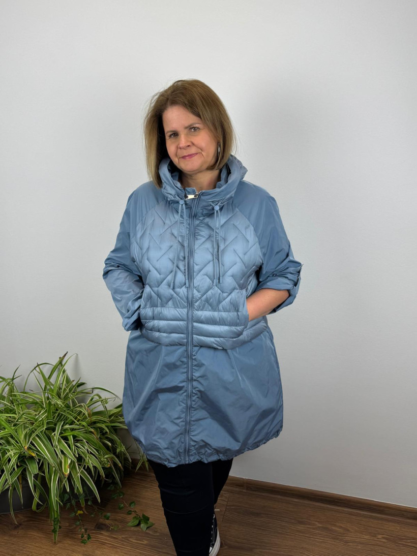 Kurtka dłuższa ala parka, góra pikowana - fly - 2704 - jeans