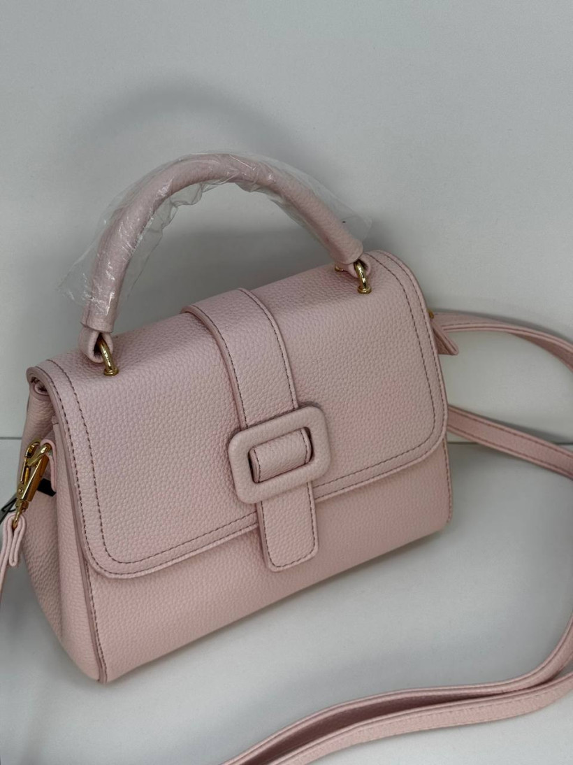 torebka z rączką ozdoba ala klamerka kolor jasny róż