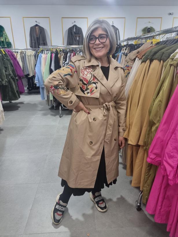 Gabardine royal bordado flor - selmo 369