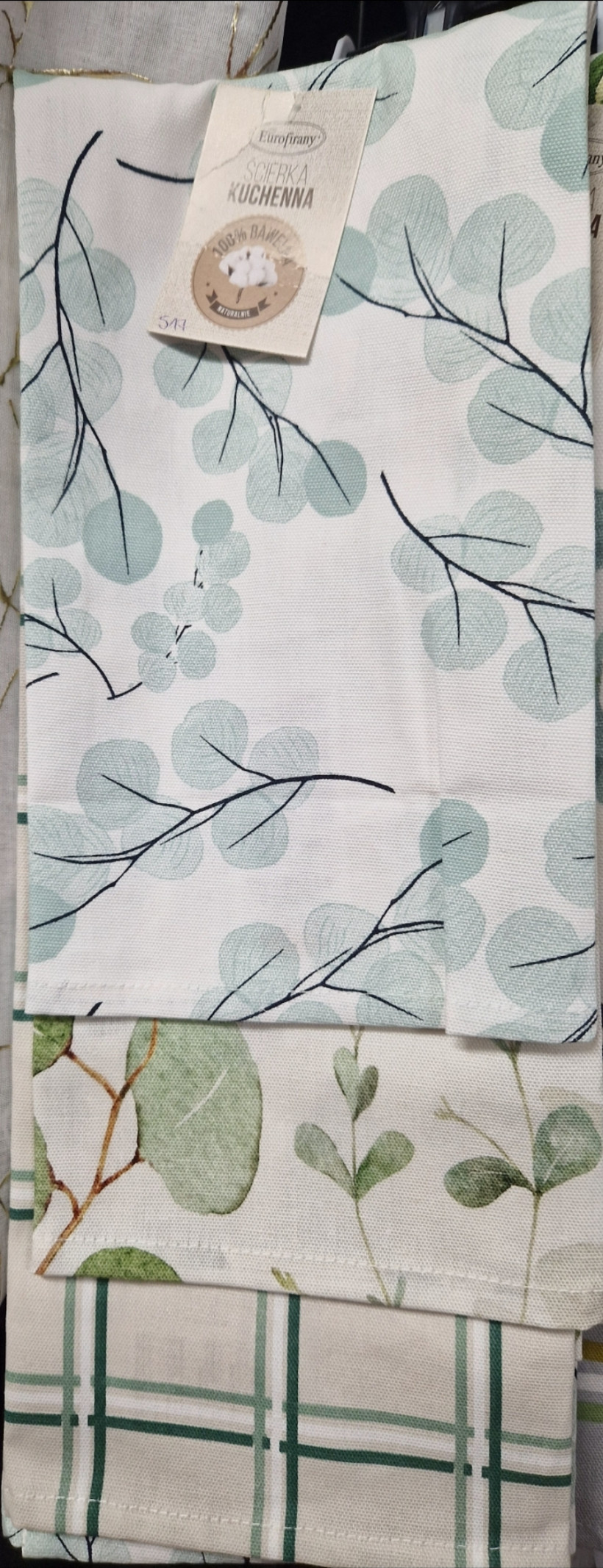 komplet sciereczek3szt bawelnianych odcienie zieleni