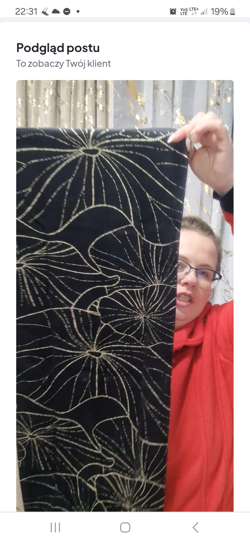 Bieżnik welur beż ze złotem 35x140