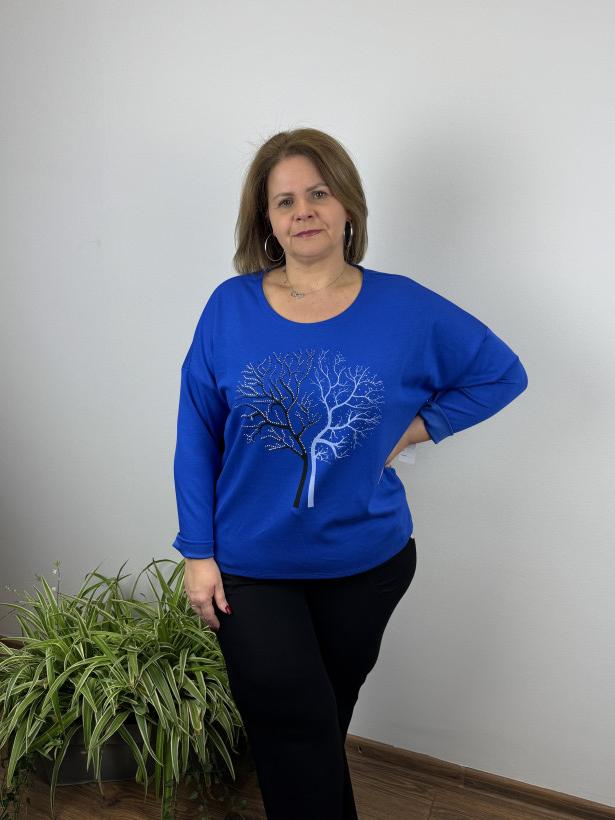 Bluza jednokolorowa - aplikacja drzewo - denny - 8875 - chaber / promocja