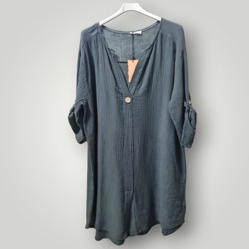 Koszula / sukienka muslinowa Plus Size szary