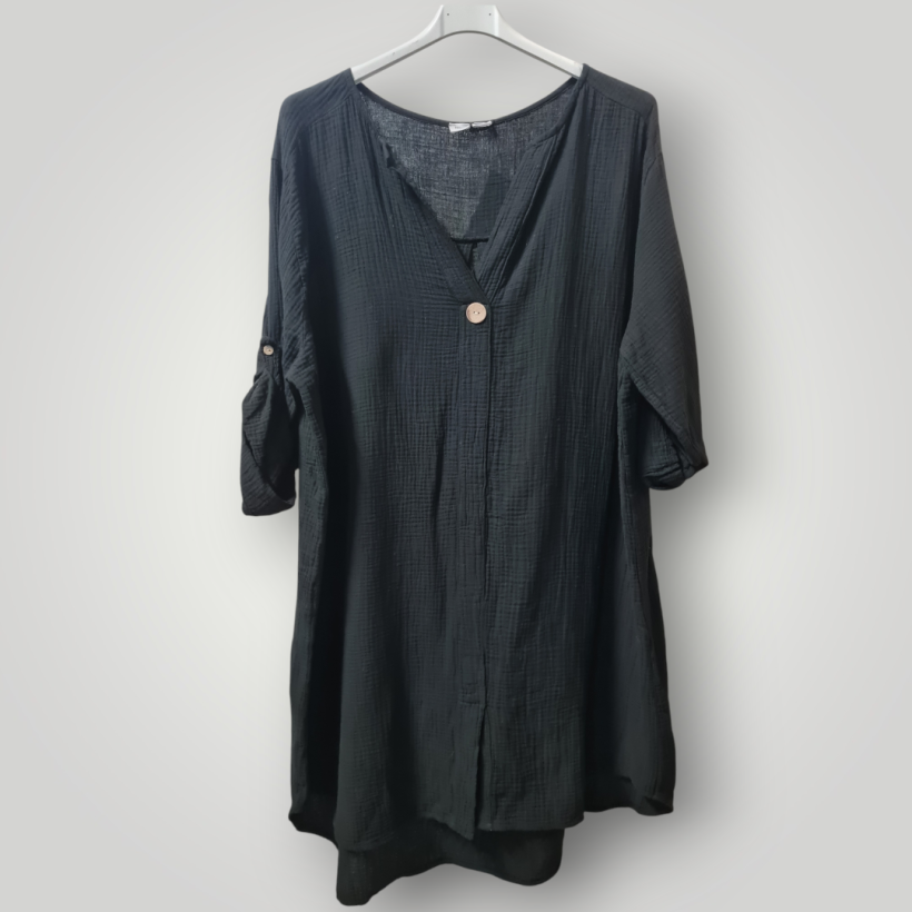 Koszula / sukienka muslinowa Plus Size czarny