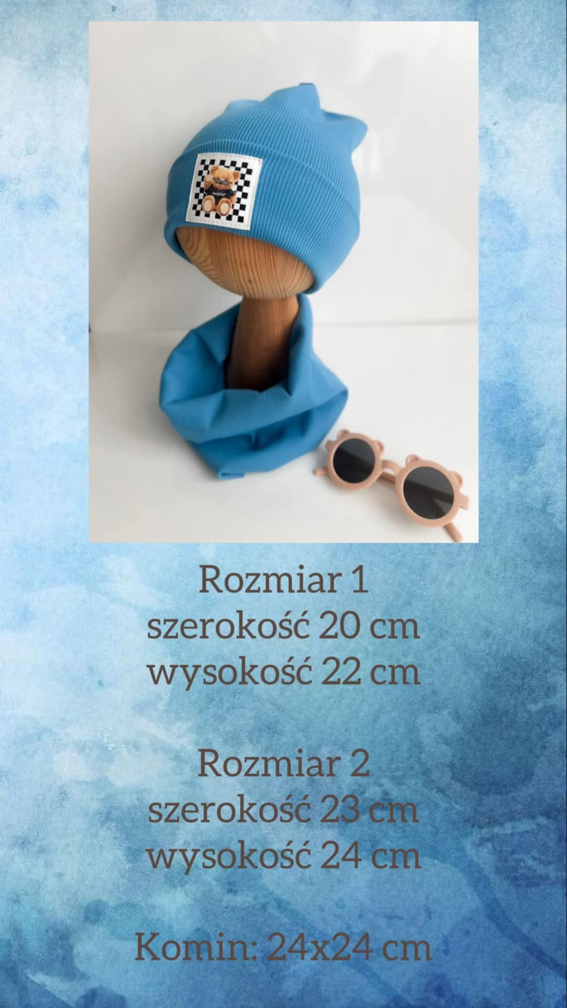 Komplet czapka+ komin niebieski Kaya