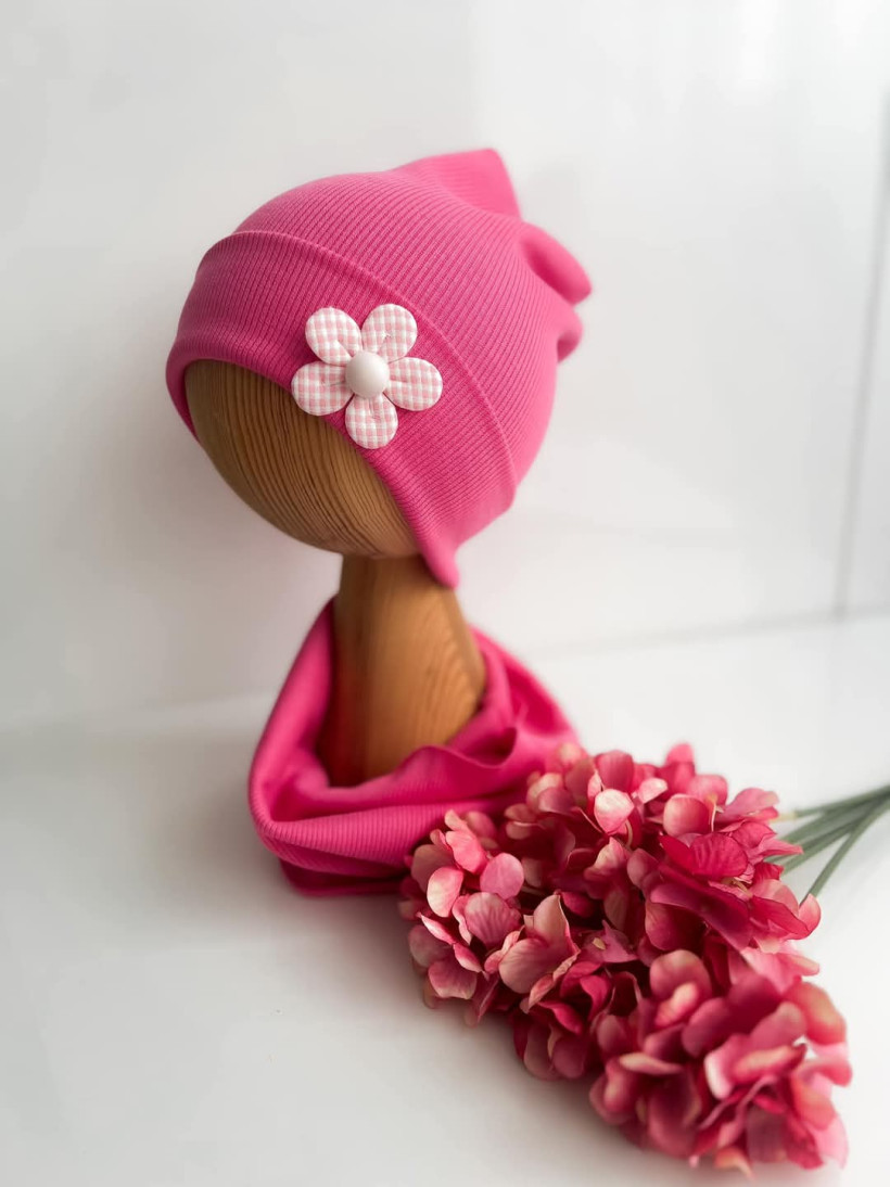 Komplet czapka+ komin różowy Kaya