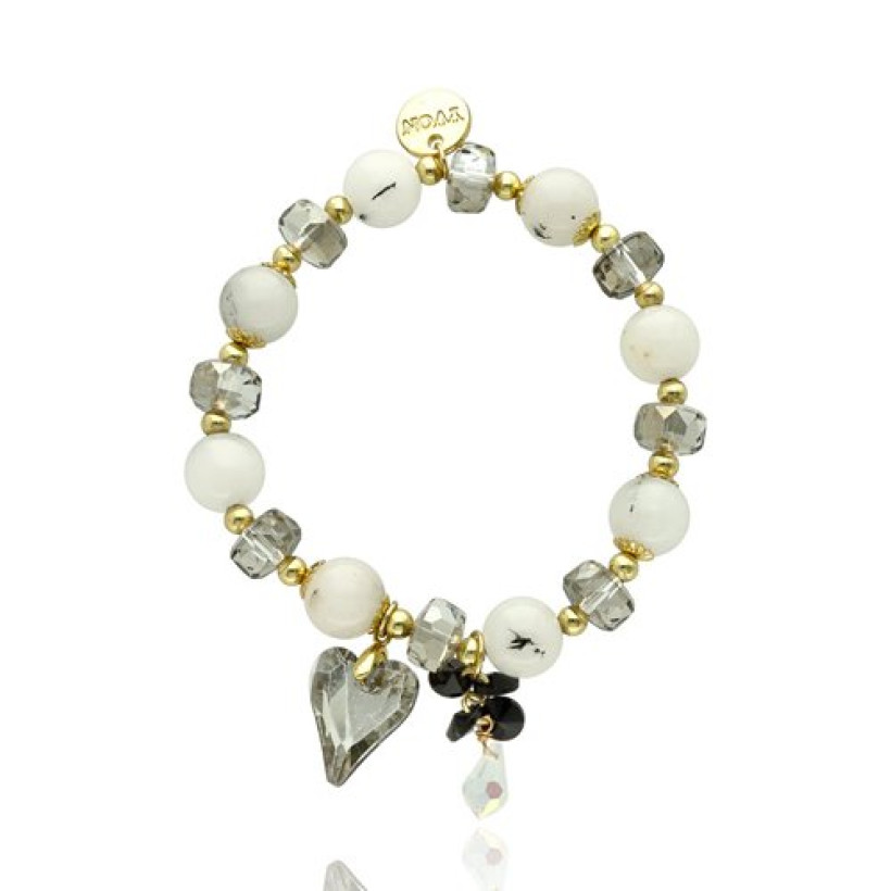 Bransoletka Swarovski Kamienie Czarno-Biała B98378
