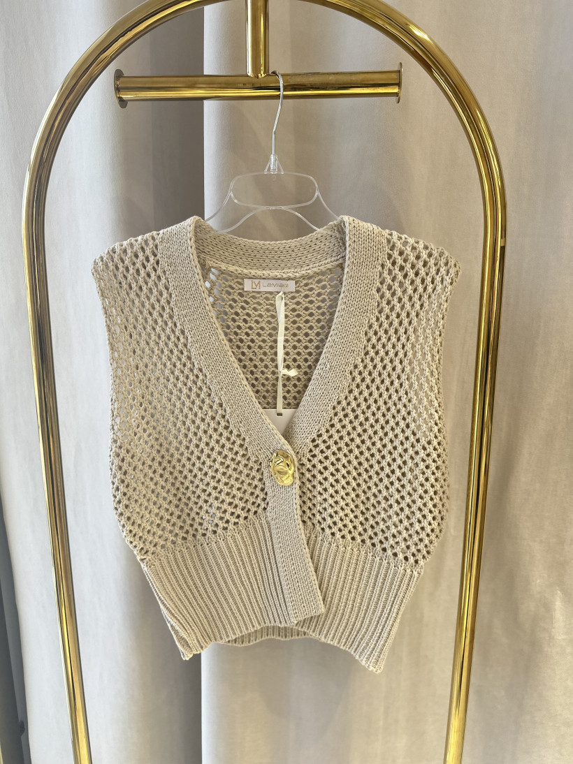 LM KAMIZELKA BEŻOWA ZŁOTY GUZIK