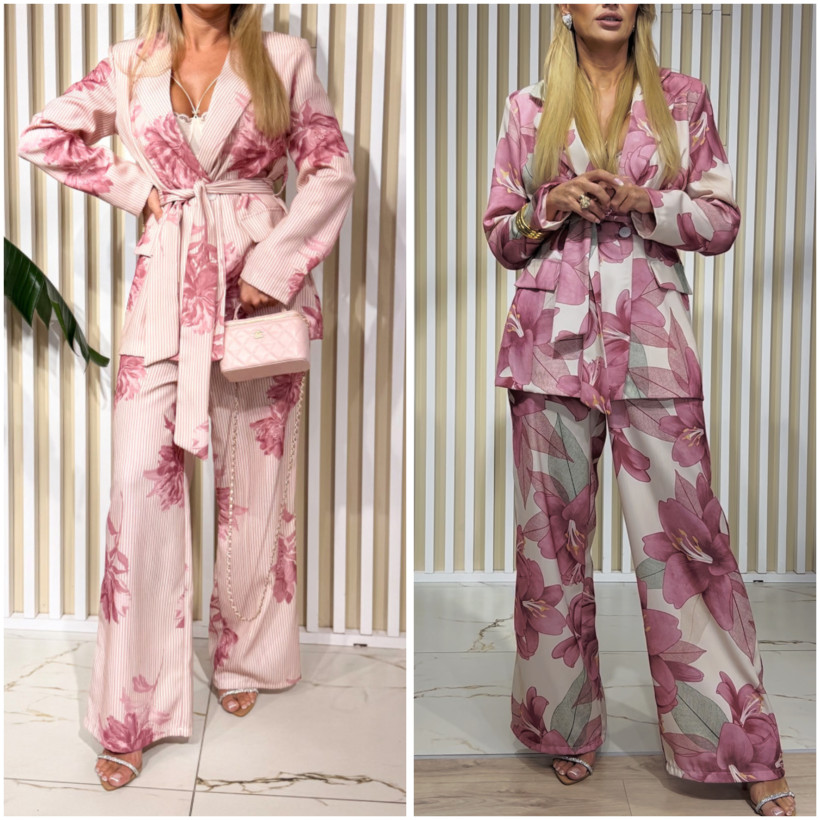 KALI KOMPLET RÓŻ KWIATY-PASKI