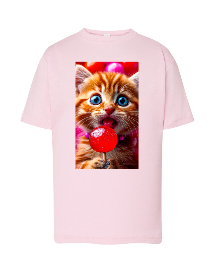 ZA T-shirt RÓŻ- KOTEK z lizakiem EKRAN
