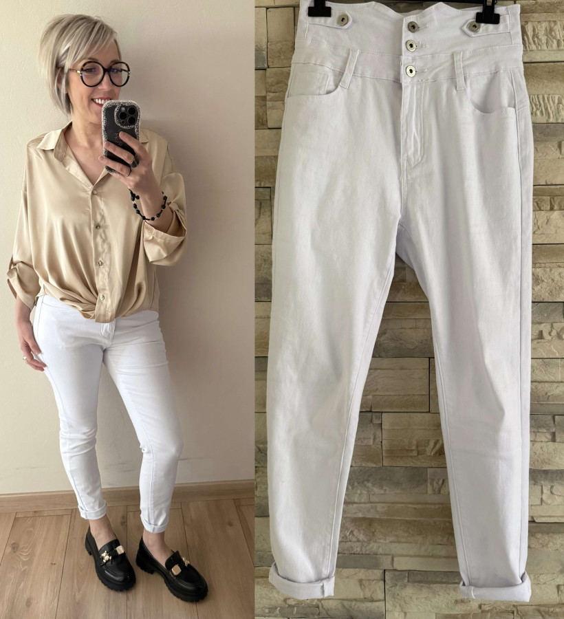 Jeans taille haute blanc
