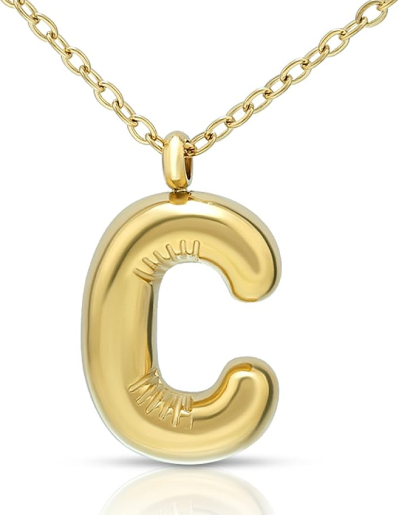 Joacii 18K pozłacany naszyjnik z wisiorkiem w kształcie litery C