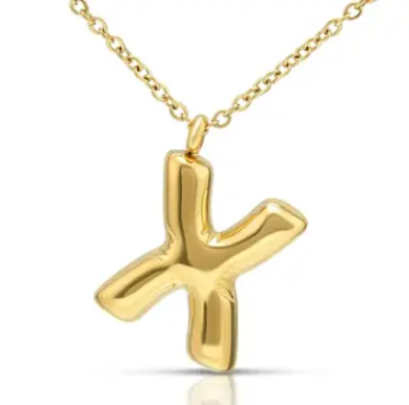 Joacii 18K pozłacany naszyjnik z wisiorkiem w kształcie litery X