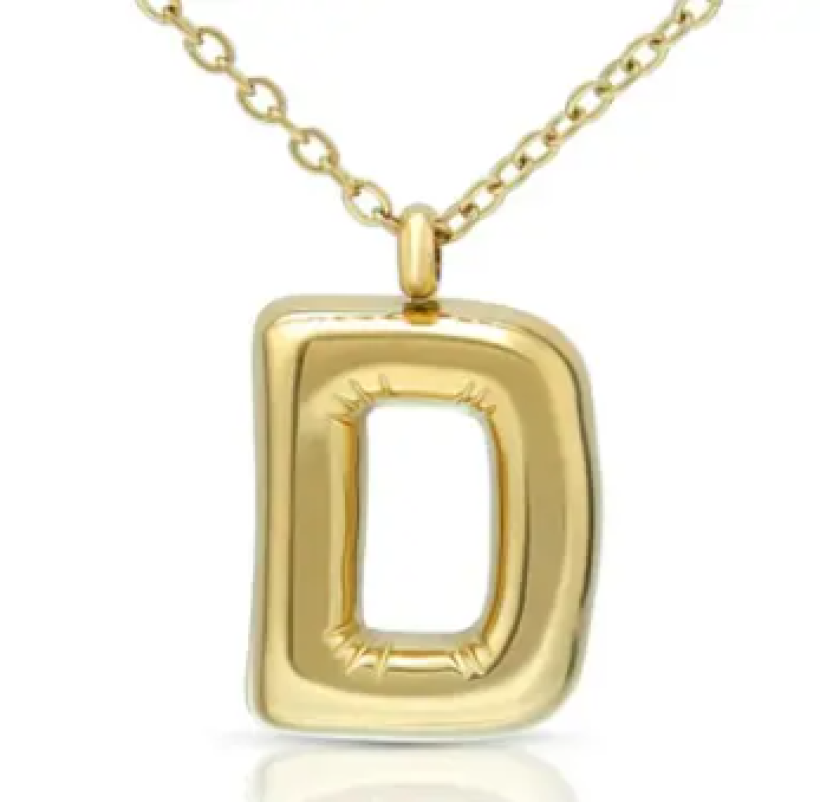 Joacii 18K pozłacany naszyjnik z wisiorkiem w kształcie litery D