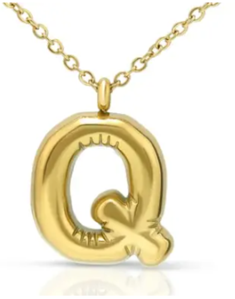 Joacii 18K pozłacany naszyjnik z wisiorkiem w kształcie litery Q