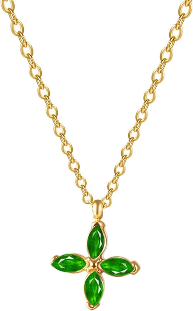 Joacii 18K pozłacany czterolistny naszyjnik z koniczyną