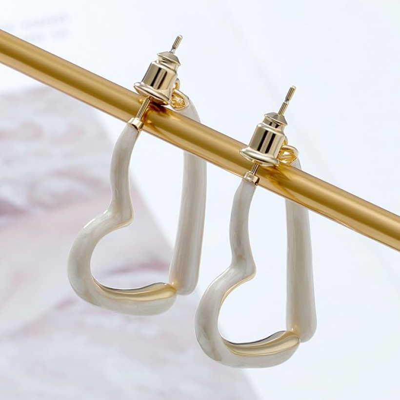 Joacii 14K pozłacane nieregularne kolczyki w kształcie serca