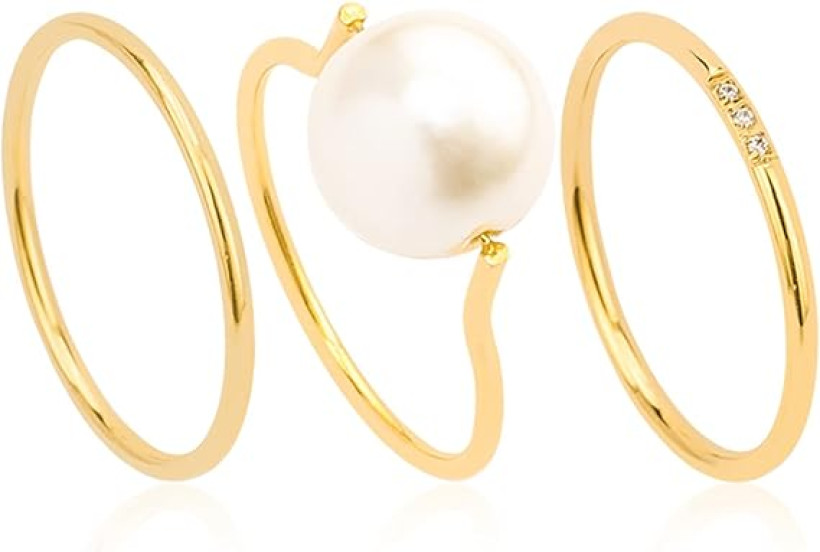 Pierścionki damskie pozłacane 18K z możliwością układania rozmiar 9