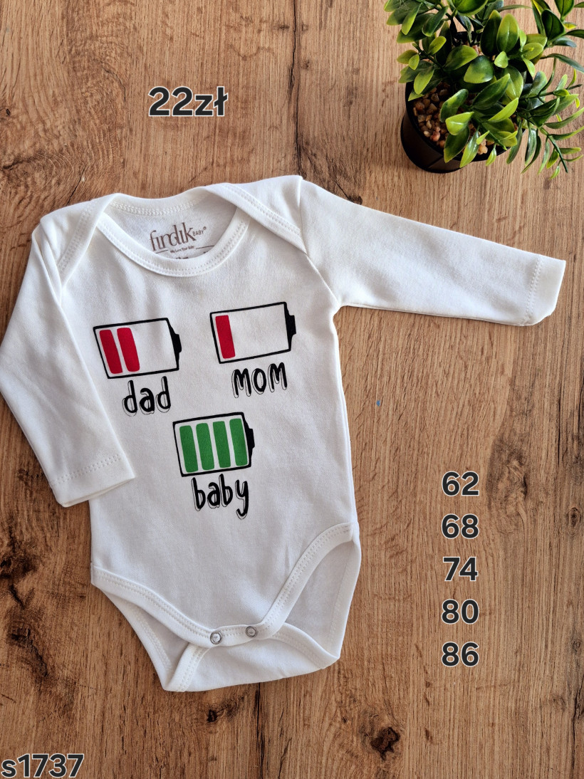 Białe body baterie mom dad baby