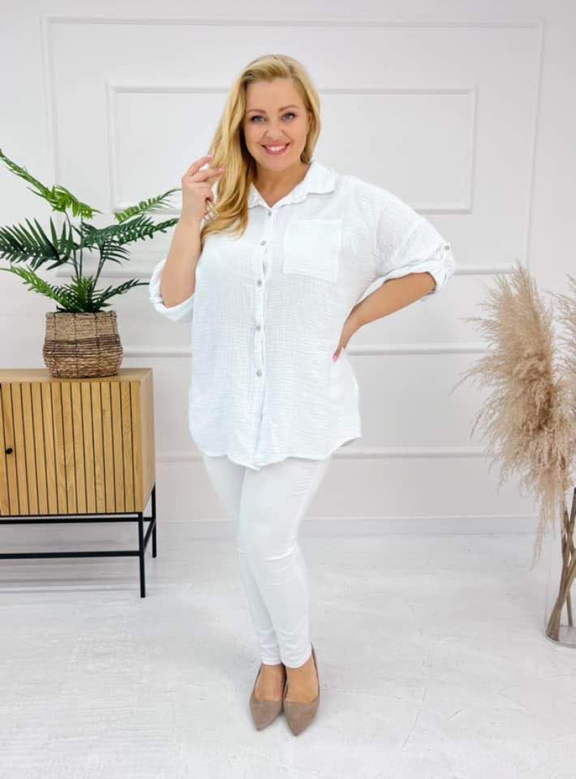 Koszula muslinowa Plus Size - biały