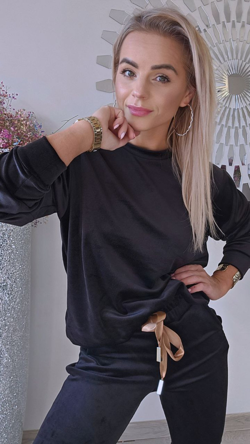 Dres LB welurowy/ kolor czarny(czas oczekiwania na doszycie do 7 dni roboczych)