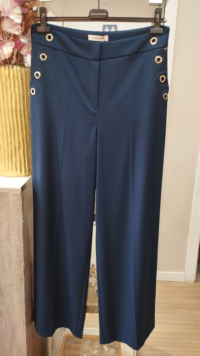 Calças azul marinho pantalonas