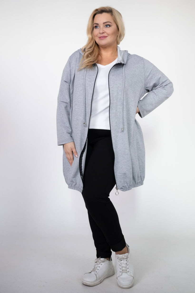Bluza oversize z kapturem Plus Size - szary