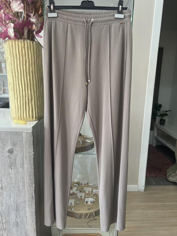 Calças de algodão castanhas acinzentas