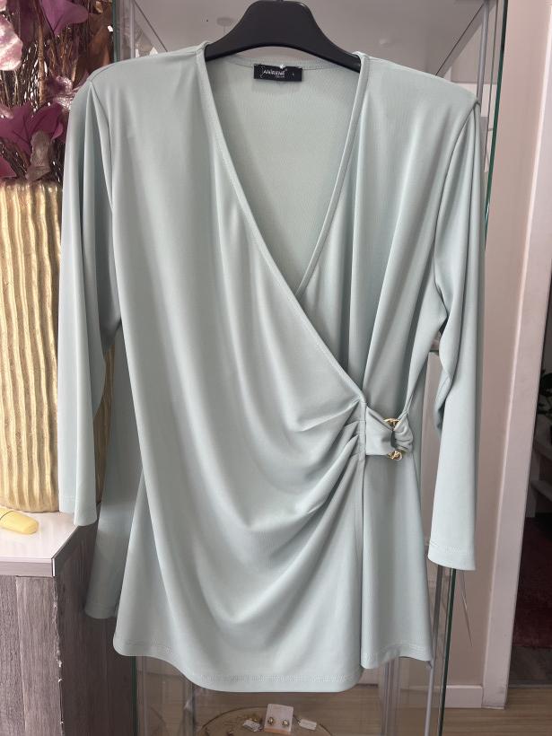 Túnica verde água com apanhado